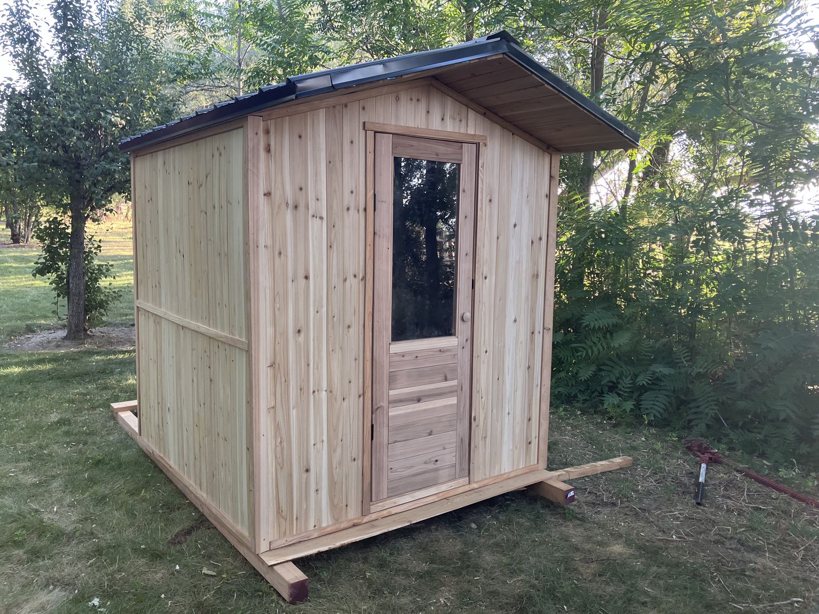 Cedar sauna installation